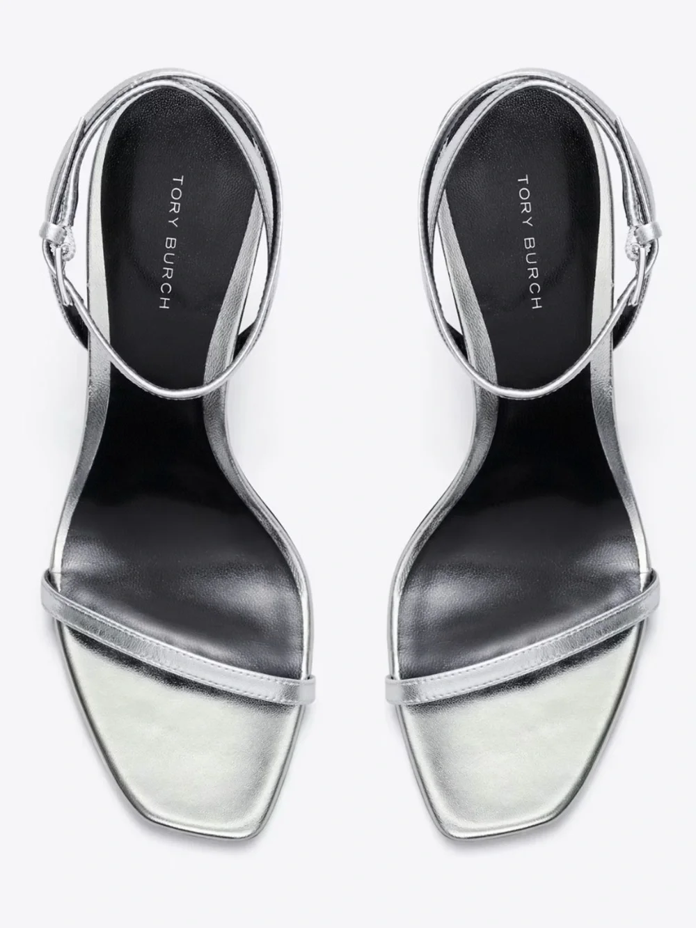 Tory Burch Silver Metallic Ankle-Strap Stiletto Sandals